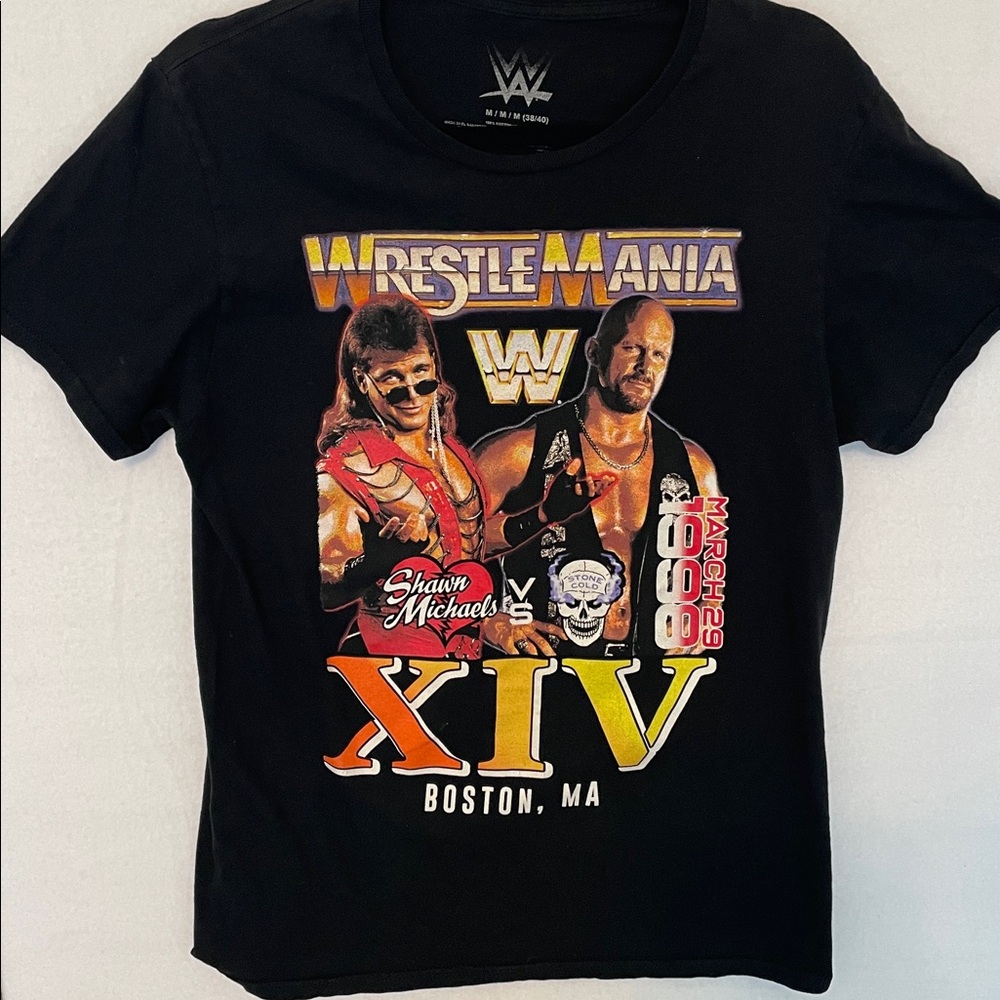 WWE WrestleMania XIV Black T-Shirt with Colorful Graphics